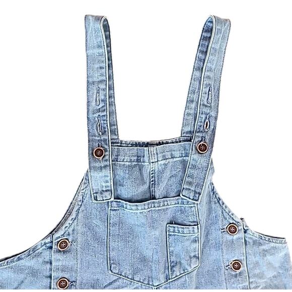 Oversized Distressed Denim Overalls • Women’s M • Boho Festival Wide Leg - Picture 6 of 14